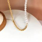 Faux Pearl Alloy Necklace 1 Pc - White & Gold - One Size