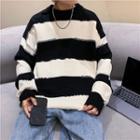 Long-sleeve Ripped Stripe Knit Sweater