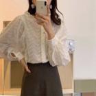 Lantern-sleeve Lace Blouse As Shown In Figure - One Size