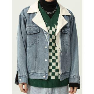 Mock Two-piece Panel Denim Jacket