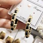 Faux Pearl Faux Leather Chain Hoop Earring As Shown In Figure - One Size