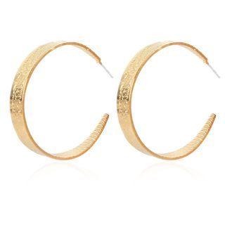 Matte Alloy Open Hoop Earring Gold - One Size