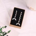 Non-matching Rhinestone Whale Tail Dangle Earring As Shown In Figure - One Size