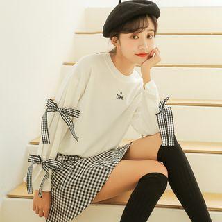 Bow-accent Lettering Sweatshirt