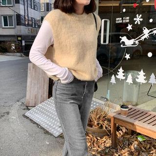Drawstring-waist Wool Blend Knit Vest