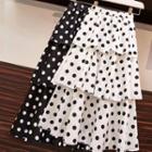 Dotted Layered Midi A-line Skirt
