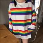 Rainbow Striped Long-sleeve Sweatshirt