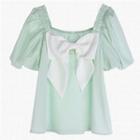 Short-sleeve Square-neck Bow Blouse