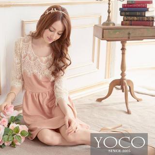Lace-panel A-line Dress