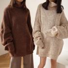 Long-sleeve Turtleneck Mini Knit Dress