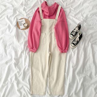 Letter Embroidered Hoodie / Straight-cut Jumper Jeans