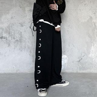 Side Print Wide-leg Sweatpants