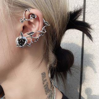 Rose Thorn Alloy Cuff Earring 1 Pc - 925 Silver - Left - Silver - One Size