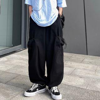 Plain Cargo Drawstring Pants