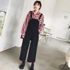 Set: Long-sleeve Striped Shirt + Wide-leg Jumper Pants