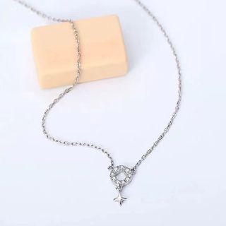 925 Sterling Silver Rhinestone Star Necklace Silver - One Size