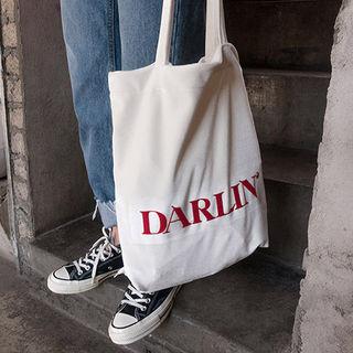 Lettering Velvet Shopper Bag