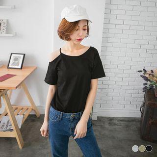 One Shoulder Cut-out Short-sleeve Top