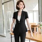 Short-sleeve One-button Blazer / Mini Pencil Skirt / Dress Pants / Camisole Top / Set