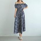 Off-shoulder Paisley Long Tiered Dress