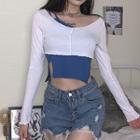 Set: Asymmetric Tank Top + Long-sleeve Cropped T-shirt
