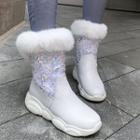 Sequined Fluffy Platform Short Boots