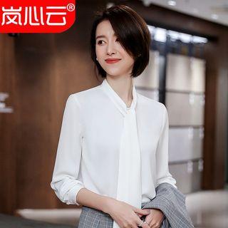 Plain Blouse / Plaid Capri Dress Pants / Set