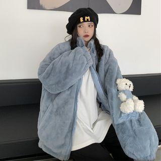 Bear Detail Fluffy Jacket