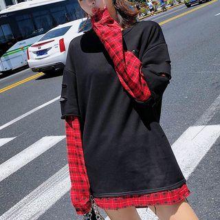 Mock Two-piece Oversized Letter Hoodie