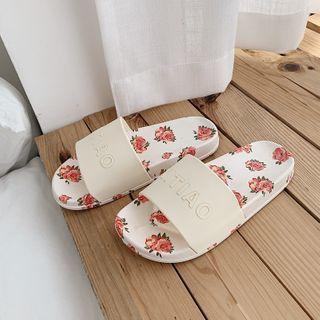 Platform Floral Slide Sandals