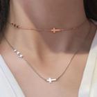 Alloy Cross & Star Choker 1 Set - With Chain - Silver - One Size