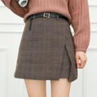 Layered Plaid A-line Skirt