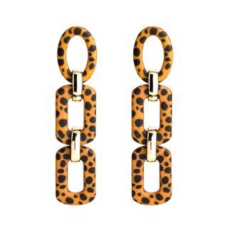 Leopard Print Acetate Hoop Dangle Earring