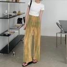 Printed Wide-leg Pants Yellow - One Size