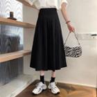 High-waist A-line Accordion Pleat Midi Skirt Black - One Size