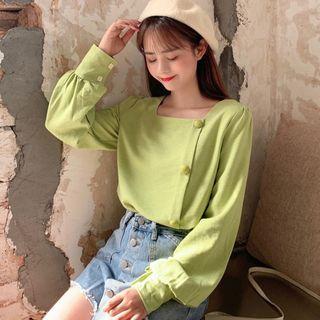 Long-sleeve Square Neck Blouse
