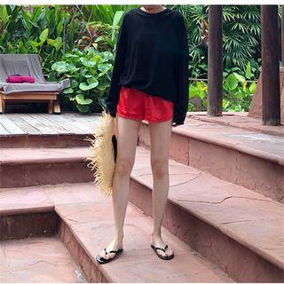 Long-sleeve T-shirt / Drawstring Waist Shorts