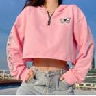 Butterfly Embroidered Cropped Hoodie