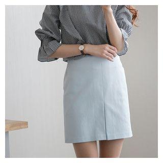 Band-waist Slit-front A-line Skirt