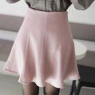 Zip-back Paneled Flare Skirt
