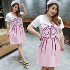 Bow Print Short-sleeve T-shirt Dress