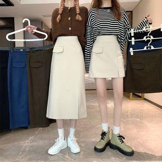 High-waist Plain A-line Skirt (various Designs)