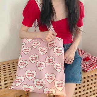 Heart Print Tote Bag As Shown In Figure - One Size