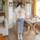 Slit-side Midi Knit H-line Skirt
