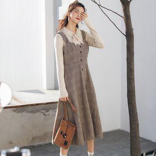 Plaid A-line Suspender Dress
