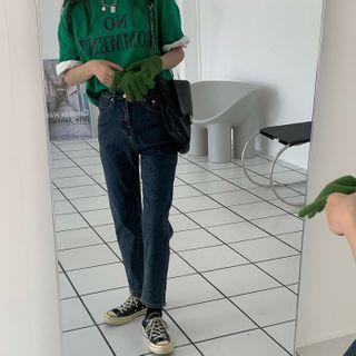 High-waist Washed Straight Cut Pants