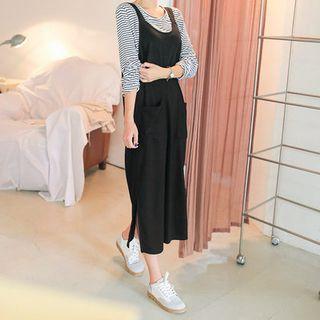 Pocket-front Cutout-back Long Jumper Dress