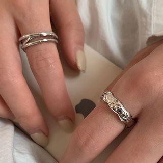 Set Of 2: Layered Ring Set Of 2 - Silver - One Size