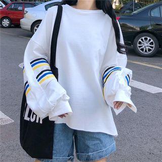 Puff Sleeve Striped Top White - One Size