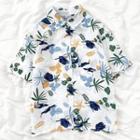 Short-sleeve Floral Print Loose-fit Shirt As Shown In Figure - One Size